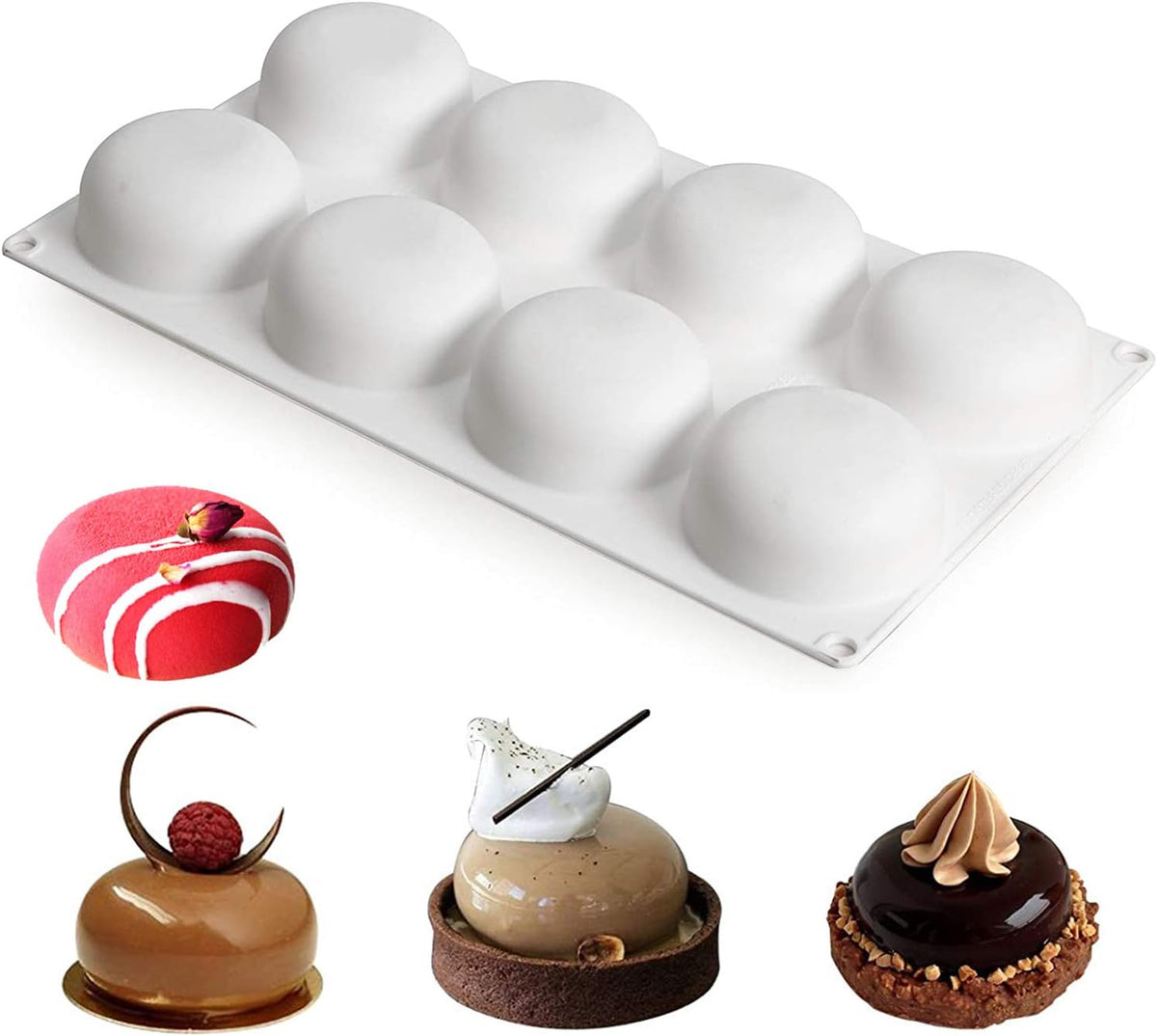 OCPO Kitchen 3D Stone Silicone Mold for Baking Mousse Cake French Dessert Pastry Chocolate Pudding Cupcake, Stone Shape (8-Cavity)