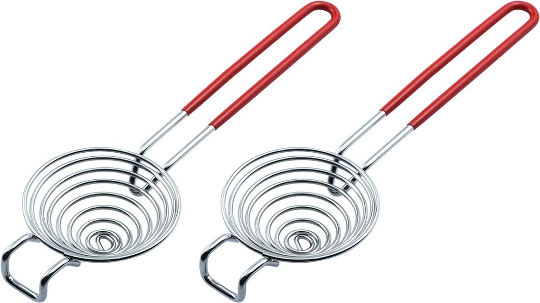 CAMKYDE Egg Separator Food Grade Stainless Steel Egg Yolk White Separation Tool, Set of 2 (Red)