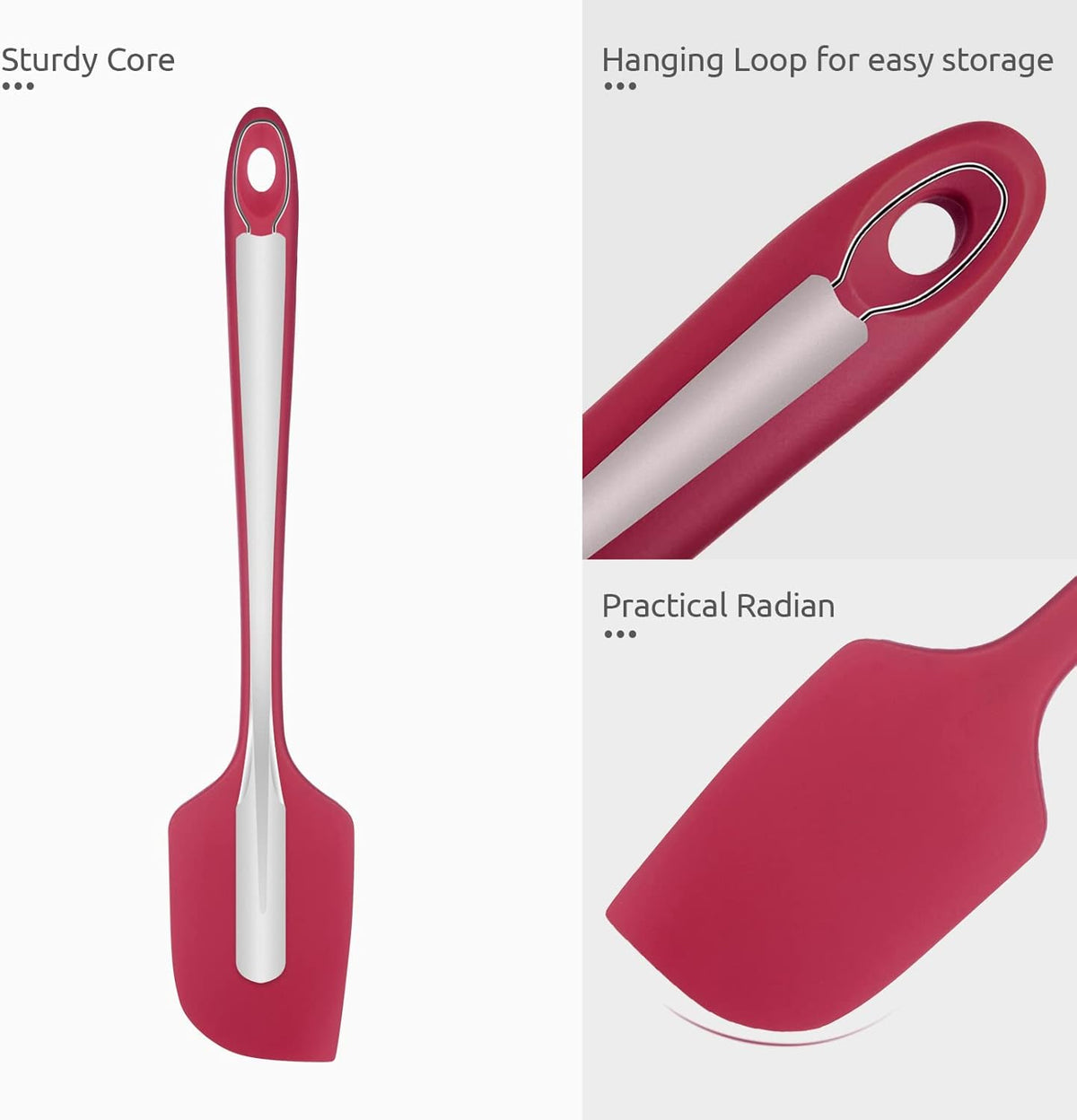 14in Extra Large Silicone Spatula: U-Taste 600ºF Heat Resistant Flexible Silicon Mixing Stirring Cooking Scraping Baking Bowl Scraper Seamless Spreader for Kitchen Nonstick Cookware (Red)