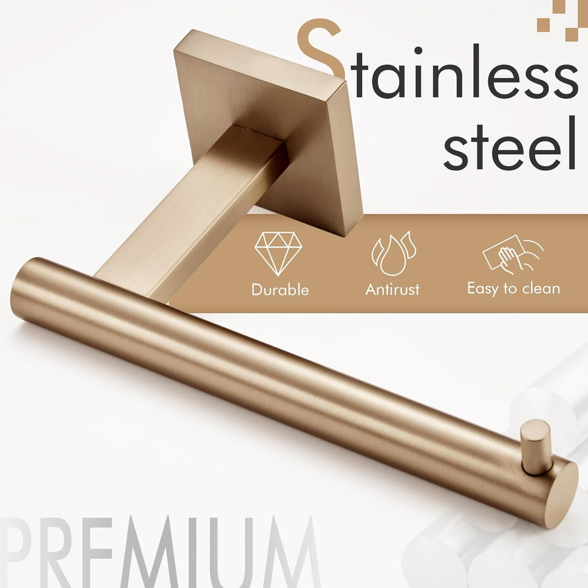 KOKOSIRI Toilet Paper Holder Champagne Bronze Toilet Roll Holder Hold Mega Rolls Kitchen Bathroom Tissue Paper Dispenser Stainless Steel, B2005CPG