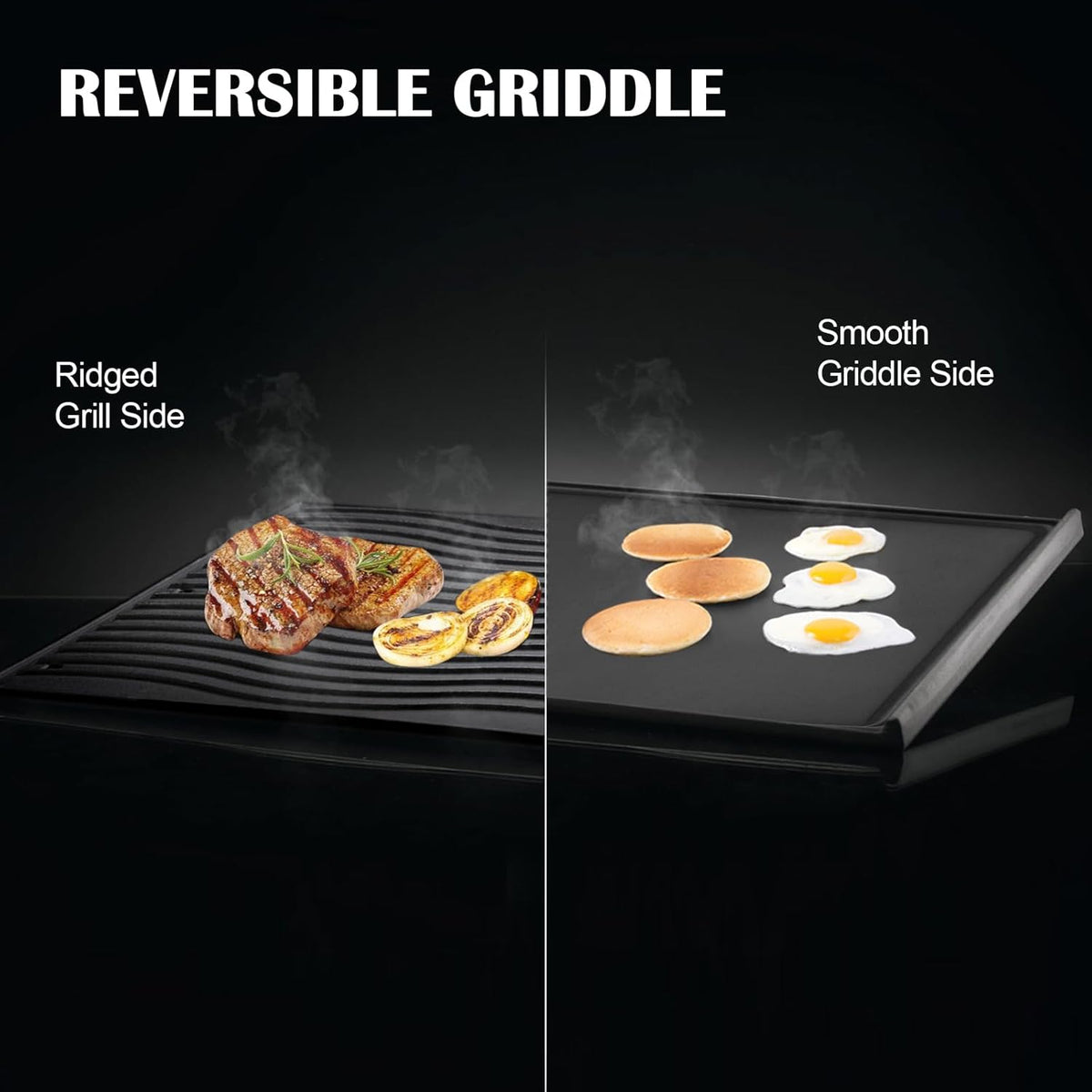 Hiorucet Cast Iron Griddle, Reversible Griddle Plate for Napoleon Prestige 500, Pro 500, Built-In 500, LEX Series, 485, 665, 605, 730, 825, 56040, 56041 - 2-Sided Cooking Flat Top Pan