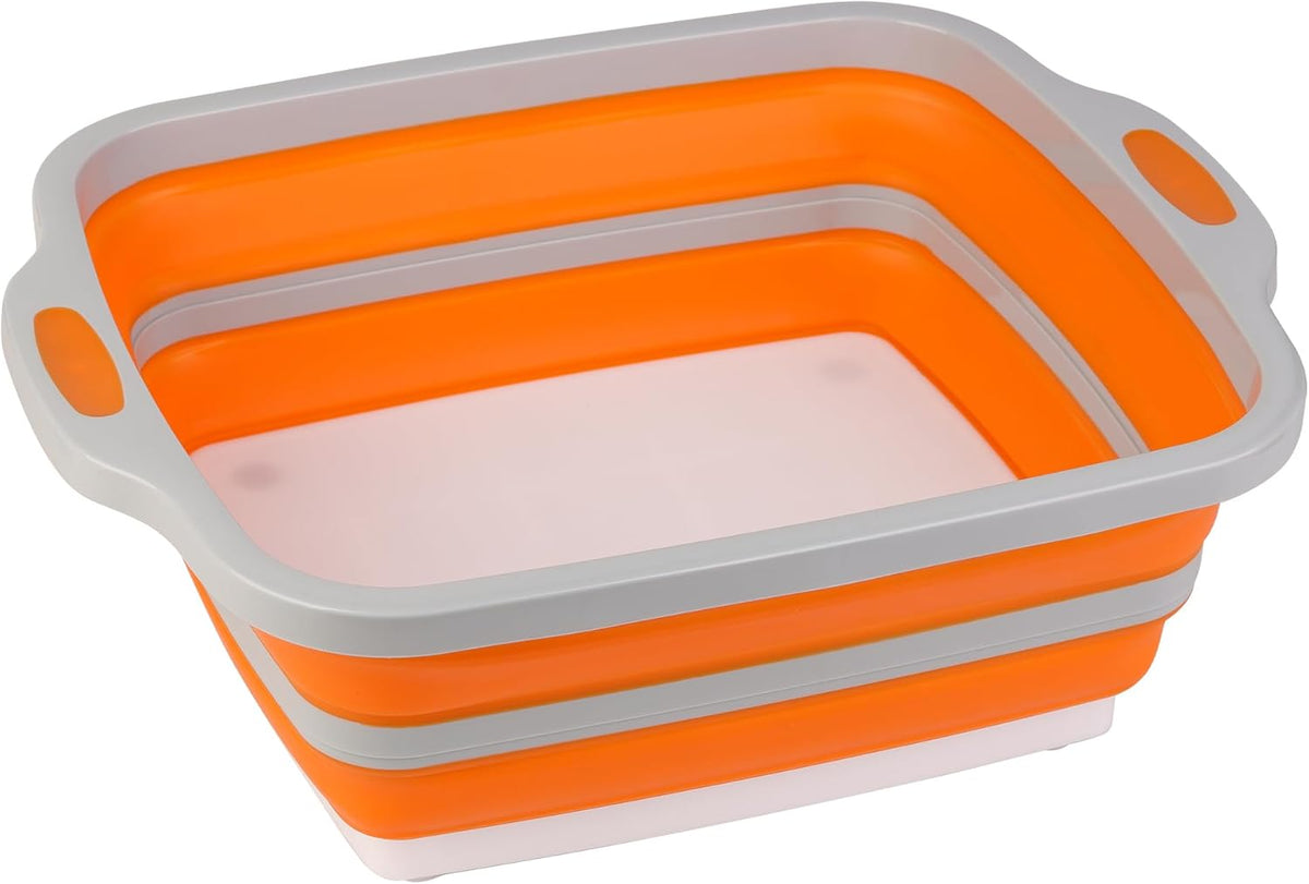 Tiawudi Collapsible Cutting Board with Container, Foldable BBQ Prep Tub, Sapce Saving Dish Basin for Kitchen, Camping, Picnic, Vegetable and Fruit, 2.11 Gal / 8L Portable Sink