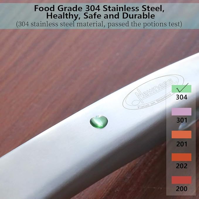 Spaghetti Server, [Rustproof, Integral Forming, Durable] Newness 304 Stainless Steel Pasta Fork with Vacuum Ergonomic Handle, Comfortable Grip Design Spaghetti Server for Kitchen, 14.33 Inches