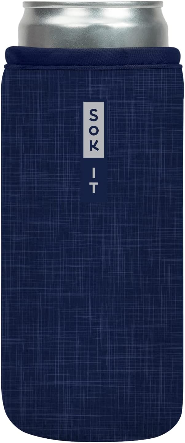 Sok It CanSok Sleeve for Beer & Soda Insulated Neoprene Cover (Blue Jean, 12oz Slim Can Sleeve)