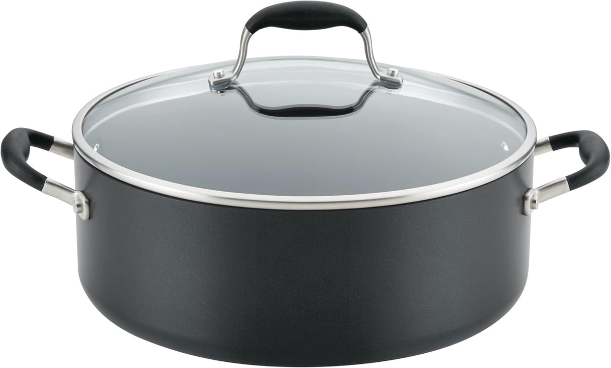 Anolon Advanced Home Hard-Anodized Nonstick Wide Stock Pot/Stockpot (7.5-Quart, Onyx)