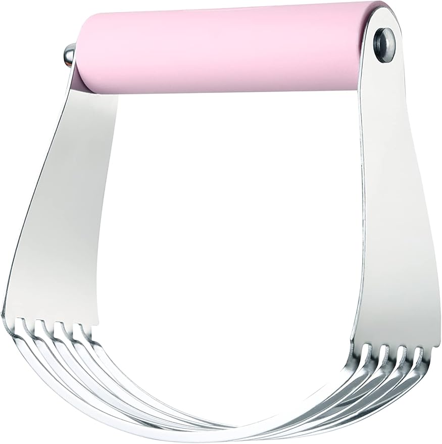 Spring Chef Large Dough Blender For Baking, Professional Dough Cutter Tool, Stainless Steel Puff Pastry Cutter Tool, Dishwasher Safe Pastry Blender for Easy Mixing - Pink Lemonade