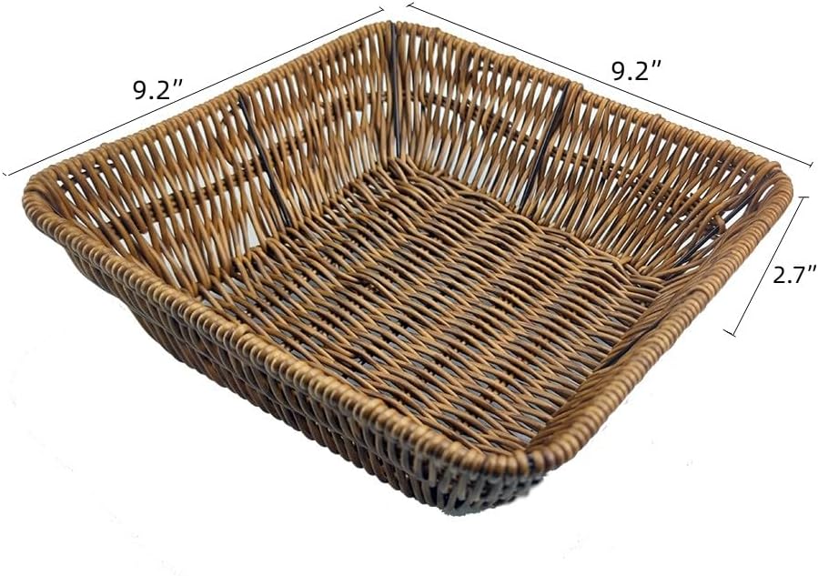 Fruit Baskets Wicker Bread Basket, Woven Tabletop Food Fruit Vegetables Serving, Restaurant Serving Basket,Shape (Square)