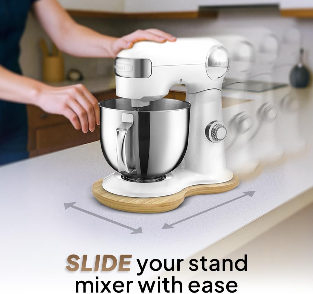 Ibyx Bamboo Mixer Slider – Compatible with Cuisinart Stand Mixer 12-Speed 5.5 Qt – Countertop Appliance Sliding Tray (Natural)