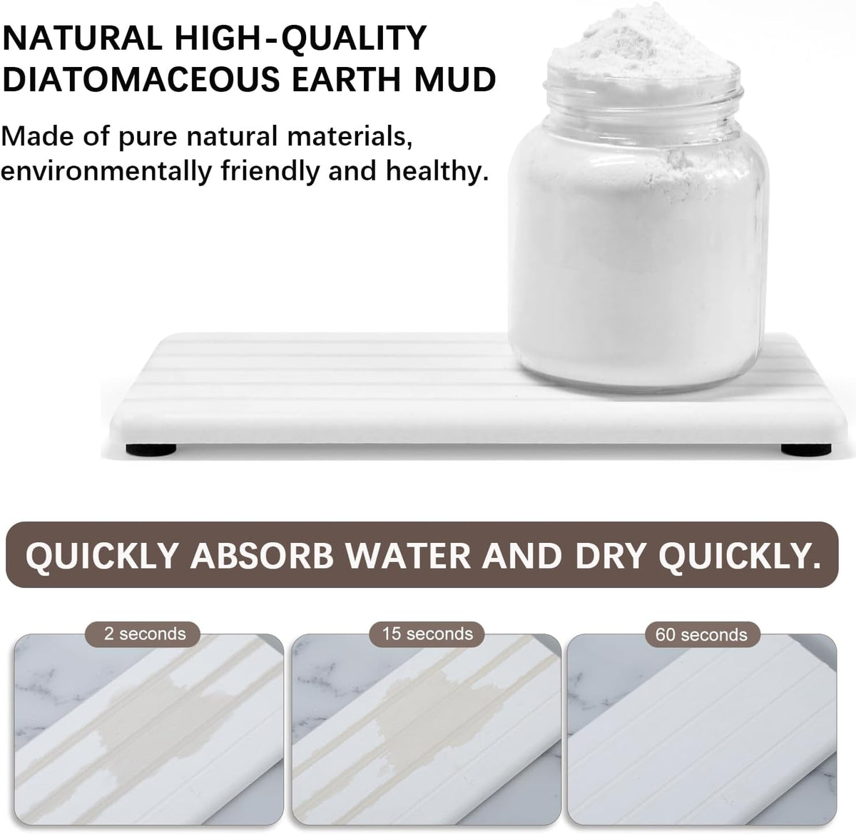 3PCS Stone Drying Tray, Stones Soap Trays, Water Absorbing Stone Tray for Sink, Fast Dry Diatomite Stones Mat, Used for Hand Soaps,Sponge,Toothbrush Holder in Bathroom Counter and Kitchen Sinks