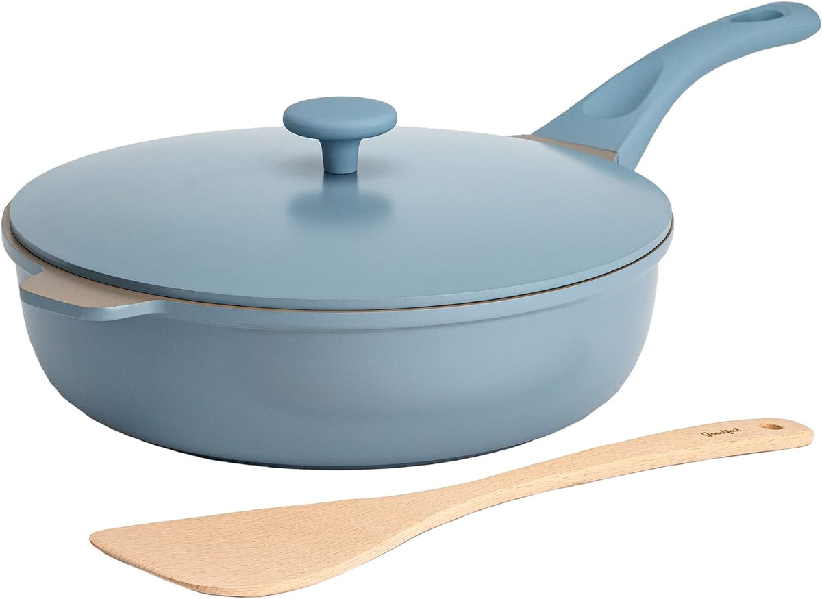 Goodful All-in-One Pan, Multilayer Nonstick, High-Performance Cast Construction, Multipurpose Design Replaces Multiple Pots and Pans, Dishwasher Safe Cookware, 11-Inch, 4.4-Quart Capacity, Blue Mist
