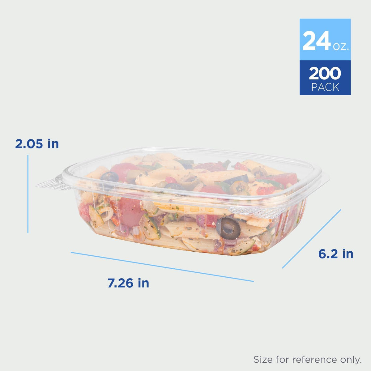 Karat 24oz - 200 ct PET Clamshell Square Deli Containers - For Pasta Salads, Fruit, Deli Sides, and Home Meal Prep - Clear Plastic Food Containers I 7.26"x6.2"x2.05"