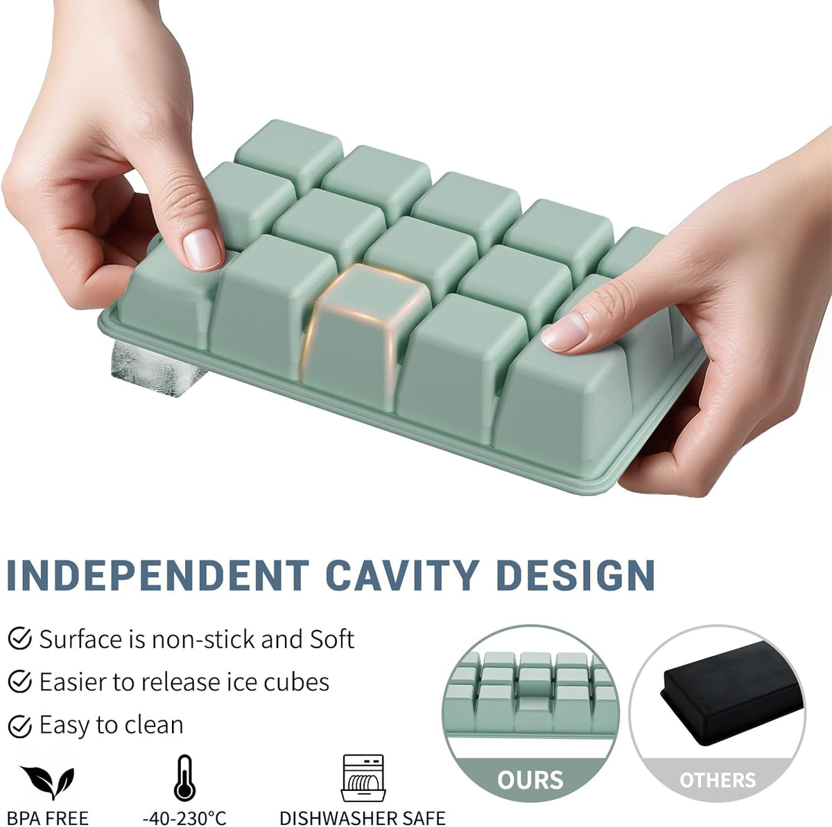 Silicone Ice Cube Tray 3 Pack, HANCELANT Ice Cube Mold, Ice Trays for Freezer with Lid for Whiskey, Baby Food, BPA Free, Easy Release