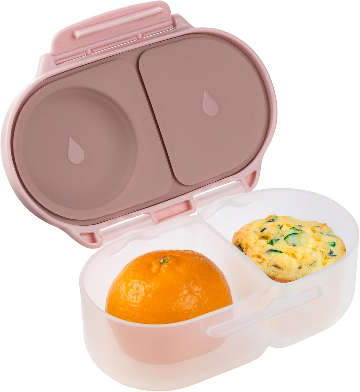 b.box Snack Box Reusable Snack Containers with Lids 2 compartments, Bento Box for kids and toddlers, Leakproof Lunch Box, BPA free and Dishwasher Safe Snack Container (Blush Crush, 1 3/4 Cup)