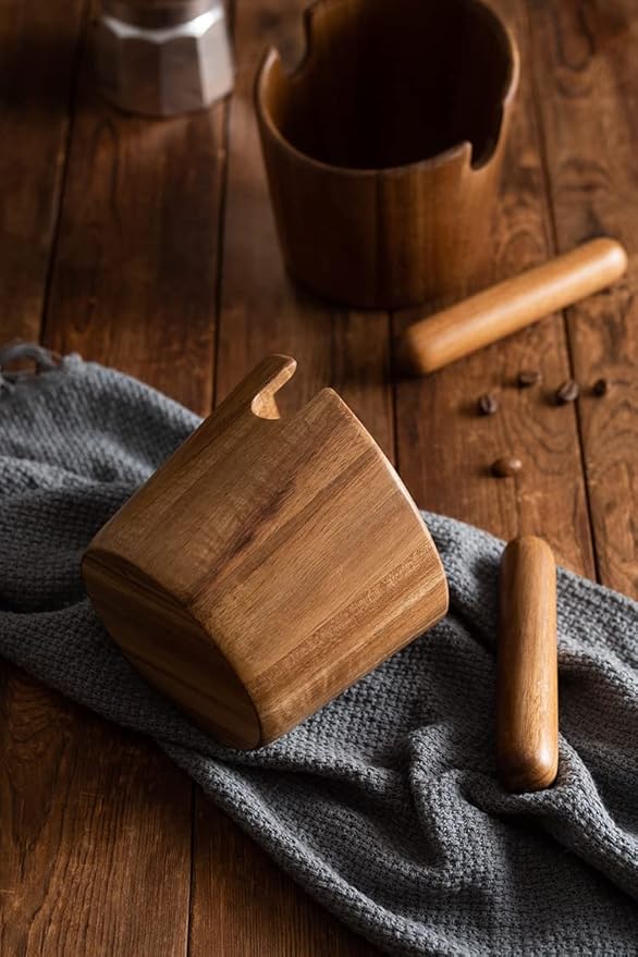 5 inch Coffee Knock Box espresso knock box,Wood Bin for Espresso Machine Coffee Grounds Acacia wood Knock Box Suitable for coffee bar decoration-coffee bar accessories