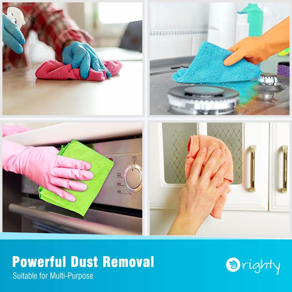 Orighty Cleaning Cloths Pack of 120, Highly Absorbent Microfiber Cleaning Supplies, Lint Free Cloths for Multiple-use, Powerful Dust Removal Clean Rags for House, Kitchen, Car Care(12x12 inch)
