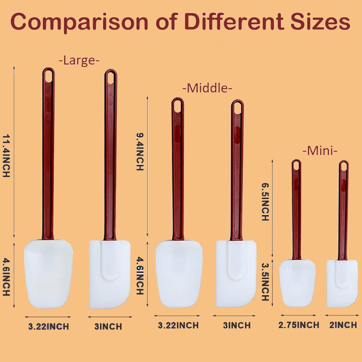 16.5 INCH Silicone Spatulas Heat Resistant Heavy Duty Rubber Spatulas Commercial Spatulas Set for Kitchen Use Silicone Cooking Utensils Sets of 2