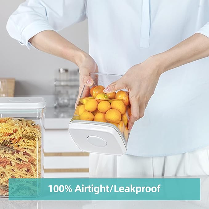 Ankou Airtight Food Storage Container - 0.32 QT （380ml Small Pop Up Food Containers With Lids, Bpa Free Stackable Container for Sugar Tea Candy- 8 Labels - Clear