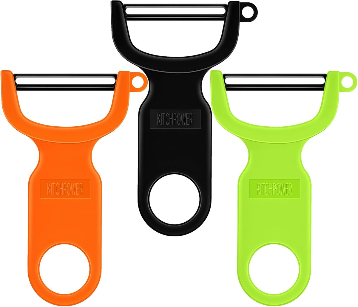 Original Vegetable Peeler, Potato Peelers for kitchen Carbon Steel Blade 3-Pack Green/Orange/Black
