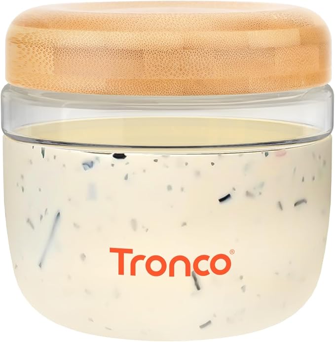 Tronco 24 oz Glass Container with Bamboo Lids, Food Storage Bowls for Soup, Stew & Overnight Oats, Meal Prep, Glass Lunch Bowl Container 100% Leak & Spill Proof, Airtight, BPA-Free- Ideal Gifts