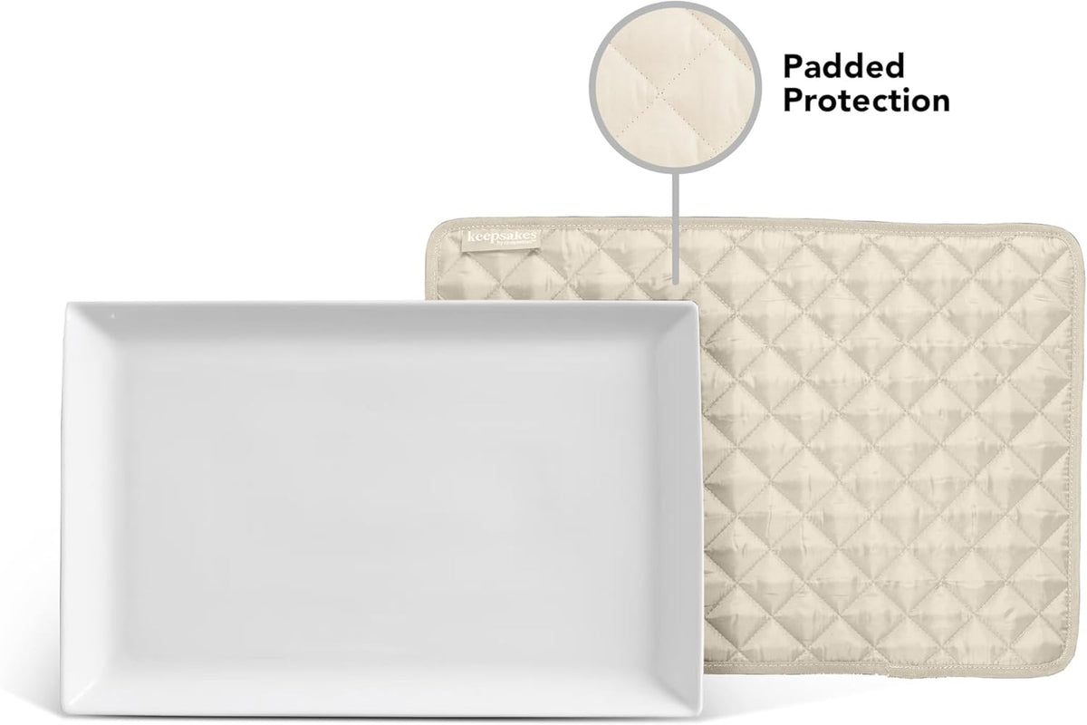 Covermates Keepsakes - Quilted Divider Set - Set of 4 - Scratch & Breakage Protection - Stain Resistant - Machine Washable - China Storage, Cream
