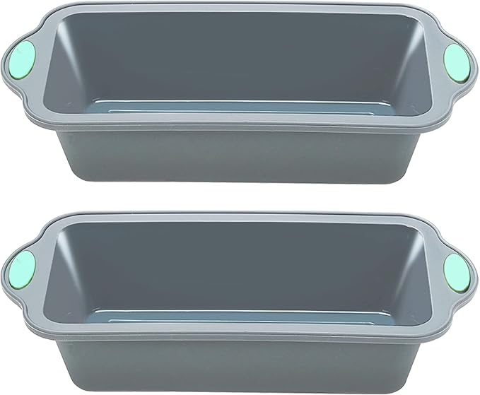 To encounter 9 Inch Silicone Bread and Loaf Pan, 2 Pack Food Grade Nonstick Silicone Molds for Baking Banana Bread, Meat Loaf, Pound Cake, with Metal Reinforced Frame More Strength