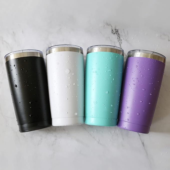 20oz Tumbler Vacuum Insulated Travel Mug with Lids, Stainless Steel Double Wall Bulk Cup for Home, Office, Outdoor Suitable for Vehicle Cup Holders(Set of 6, White)