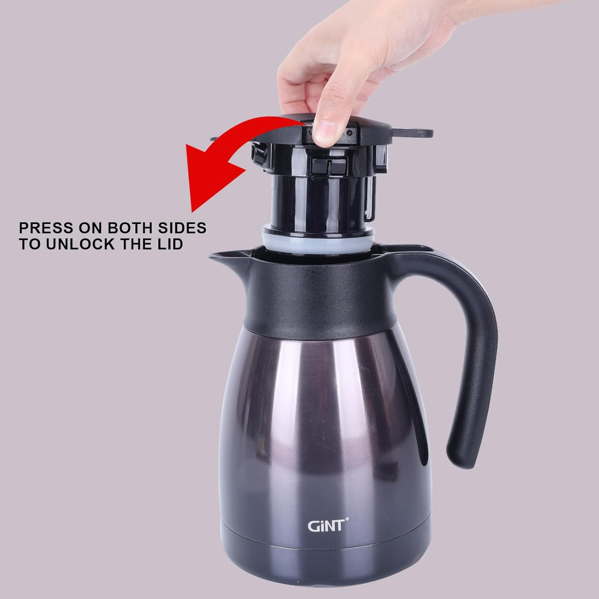 GiNT 1L / 34Oz Thermal Coffee Carafe, Insulated Stainless Steel Coffee Carafes for Keeping Hot/Double Walled Vacuum Thermal Carafe (Purple)