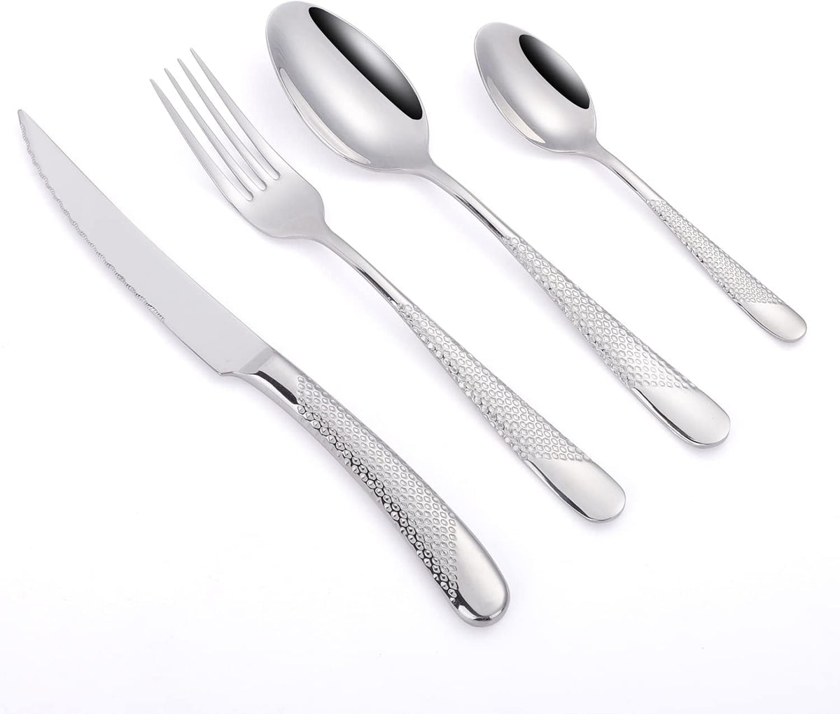 16 Piece Silverware Set,Stainless Steel Flatware Set Spoon and Fork Set for 4,Kitchen Utensil Cutlery Set Mirror Finish Dishwasher Safe Gift Package (silver)