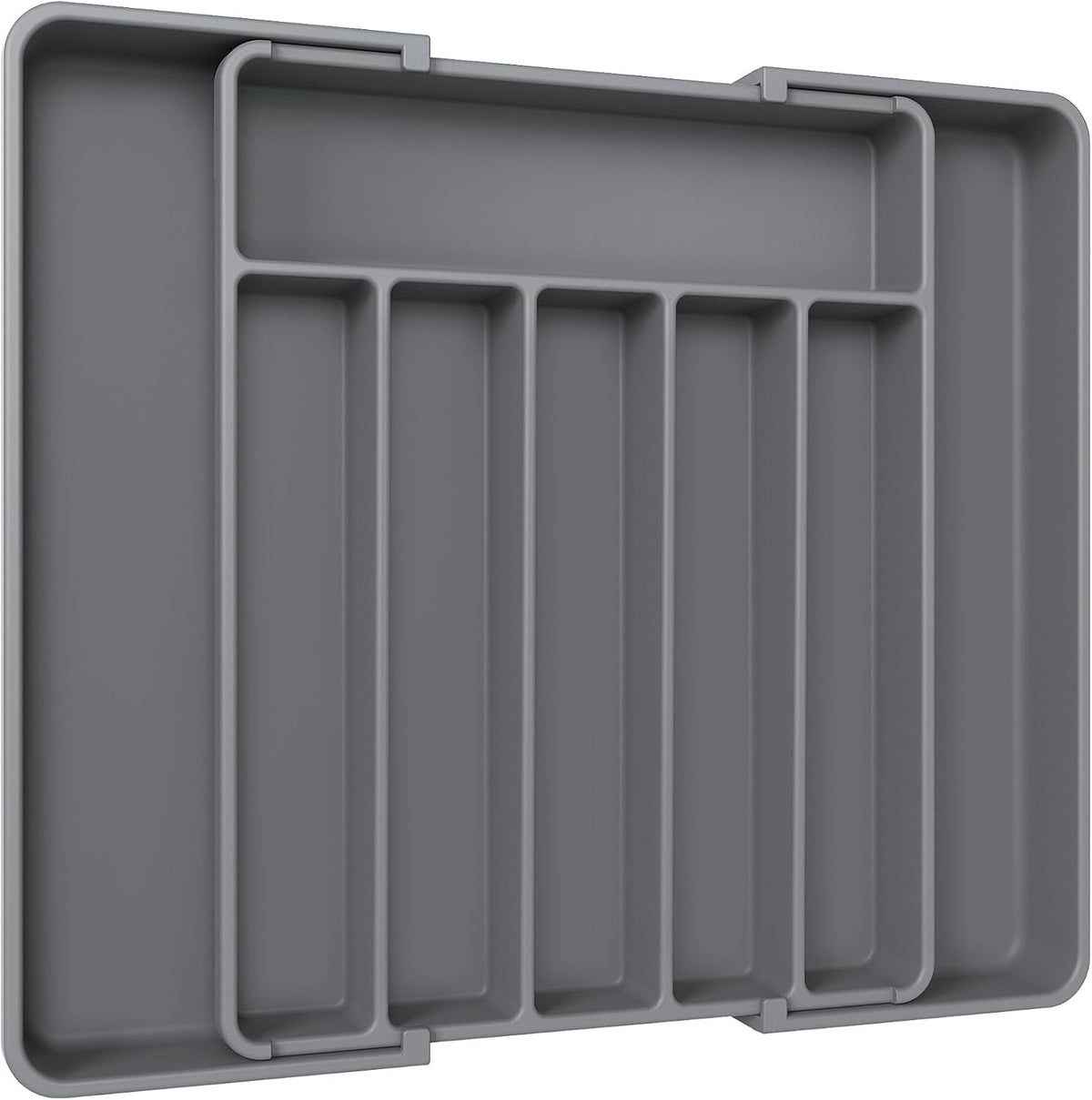 Aujen Silverware Organizer - Expandable Kitchen Drawer Organizer, Adjustable Utensil Organizer, Cutlery Tray for Forks, Knives, Multipurpose Kitchen Organizers and Storage Solution, Grey, Large