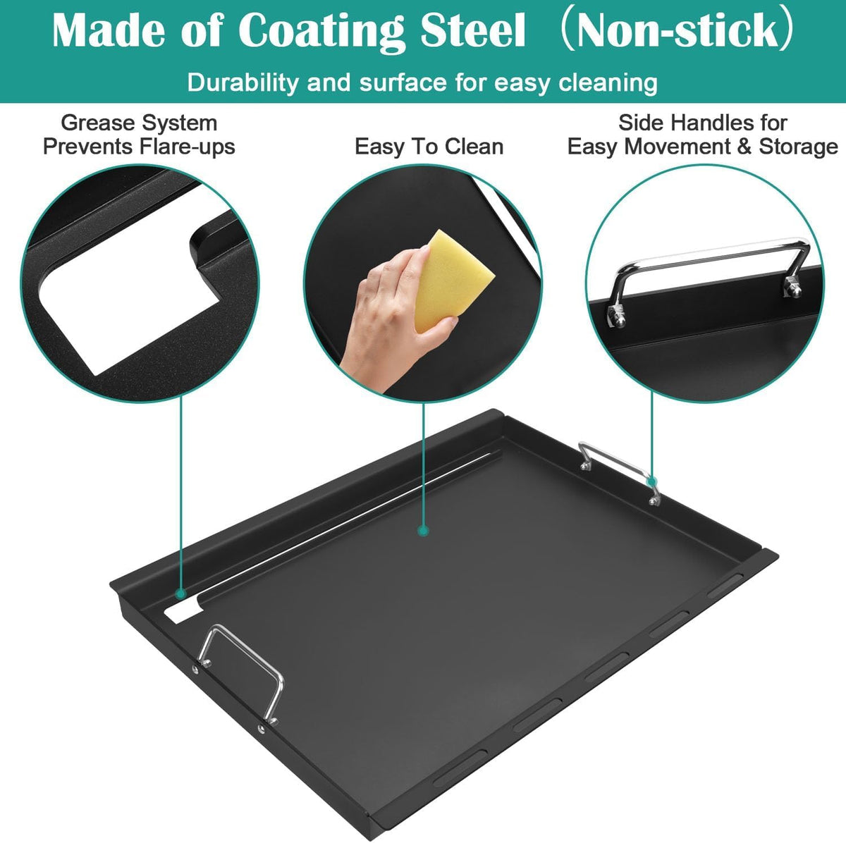 Full Size Griddle Inserts for Charbroil Performance 2 Burner 463630021 463660421 463630422 463660021 463655621, Flat Top Griddle for Char-Broil Advantage 463631410 463251414 463672019 Grill
