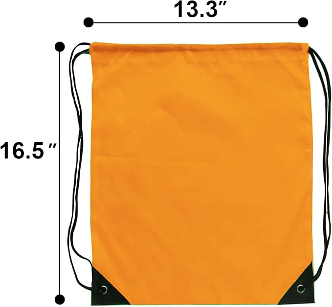 Drawstring Bags Bulk 14 Pcs Drawstring Backpack Bulk Cinch Bag Sackpack for Men Women Gym (Orange)