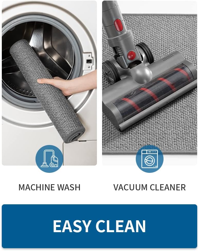 Kitchen Rugs and Mats Non Skid Washable, Absorbent Runner Rugs for Kitchen, Front of Sink, Kitchen Mats for Floor (Dark Grey, 20"x70")