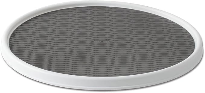 Copco 18-Inch Lazy Susan Turntable Organizer, Non-Skid Pantry or Cabinet Spinner for Spices, Condiments, and Bottles, Durable White/ Gray Design