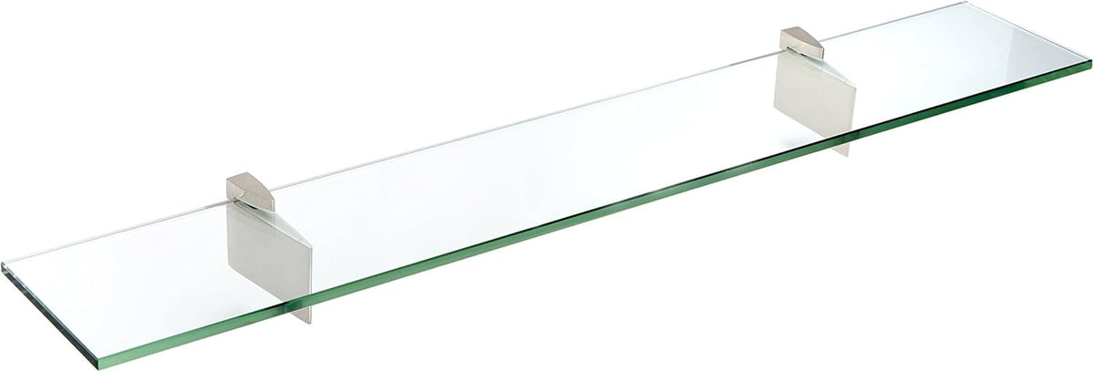 Spancraft Glass R-4.75x12-Brushed Steel Raven Glass Shelf, Brushed Steel, 4.75" x 12"