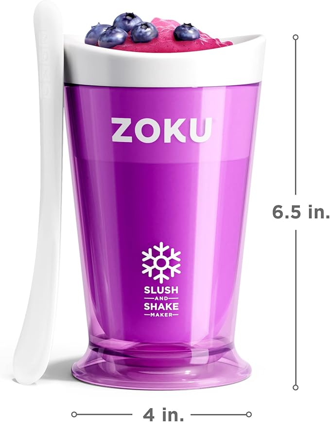 ZOKU Original Slush and Shake Maker, Compact Make and Serve Cup with Freezer Core Creates Single-Serving Smoothies, Slushies and Milkshakes in Minutes, BPA-free, Purple