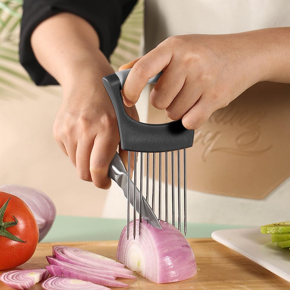 Egg Slicer and Vegetable Cutter Onion Holder, Egg Shell Opener Stainless Steel Cutter for Fruits, Tomato Lemon Strawberry Onion Slicer Tool for Kitchen, Send Goods from Local Warehouse
