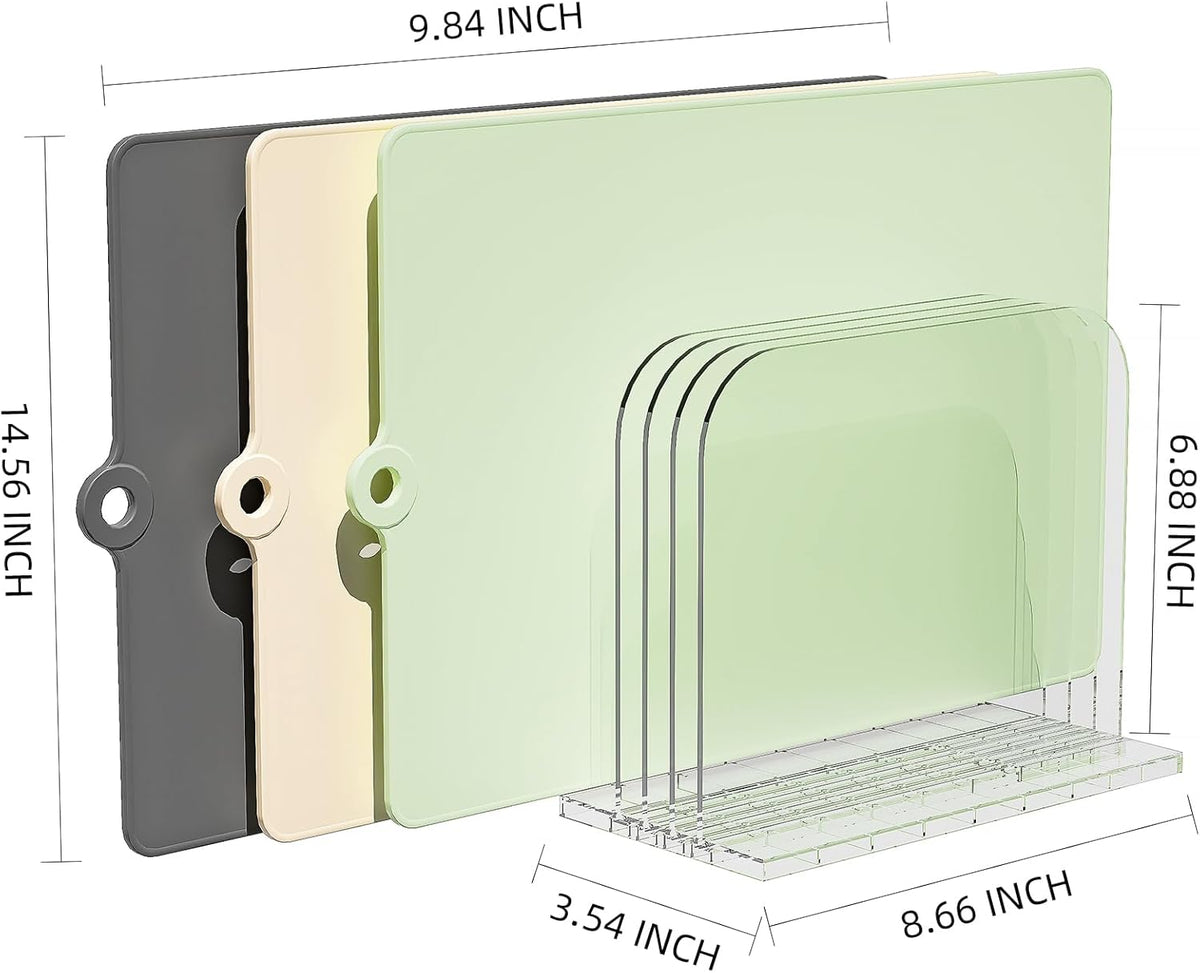 TPU Cutting Boards for Kitchen with Storage Stand, Plastic Chopping Board Set of 3, Flexible Cutting Mat Double Sided Food Grade, Dishwasher Safe Chopping Meat, Veggies, Fruits, Camping, BPA Free