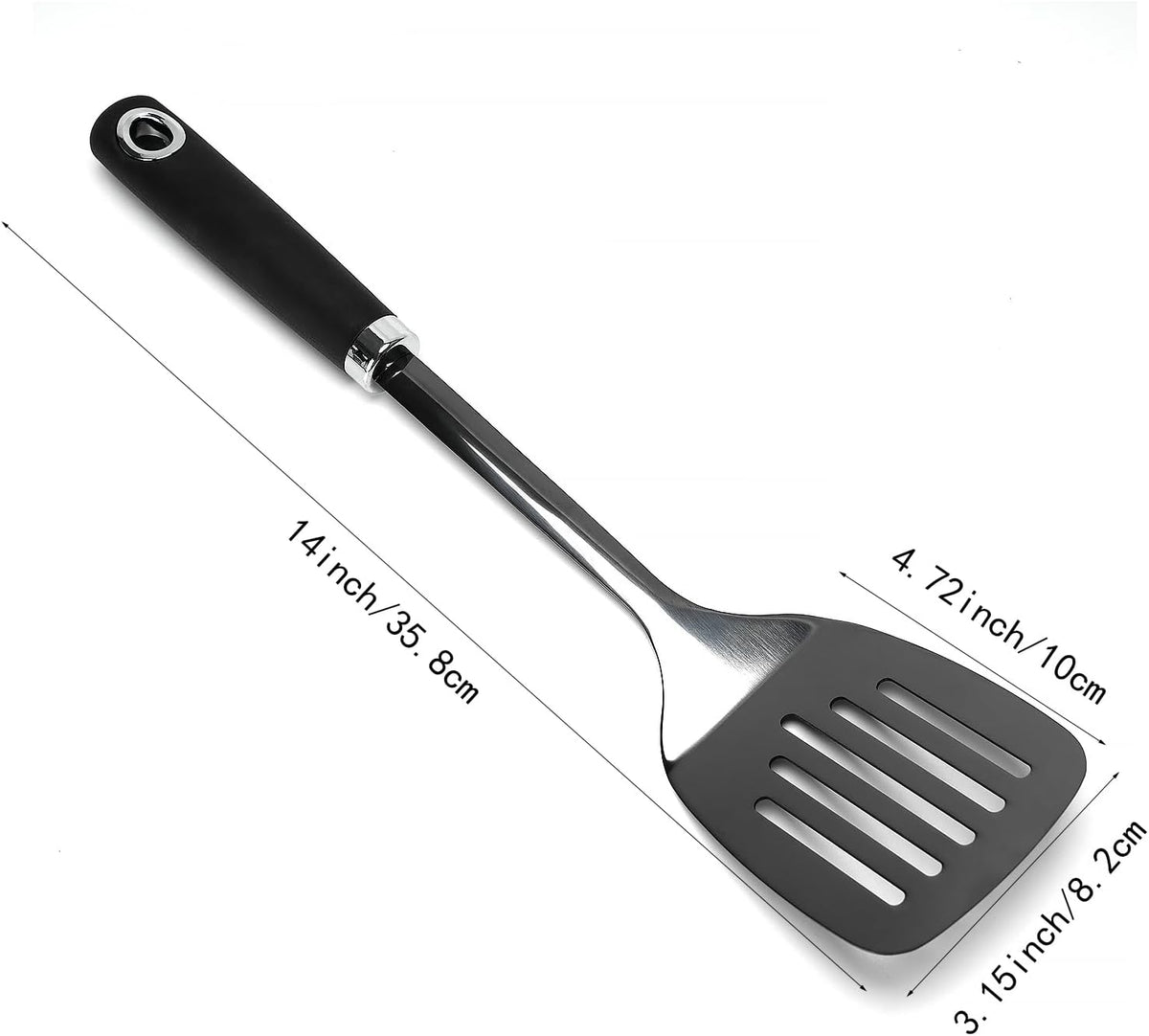 Brushed Slotted Stainless Steel Turner, Metal Spatulas for kitchen Use, Non-Slip Slotted Turner with Ergonomic Handle, Heavy Duty Cooking Utensils for Flipping Grilling Fish Eggs