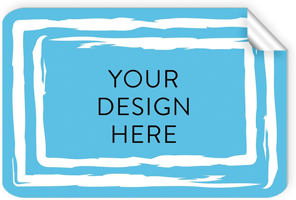 100 Custom Vinyl Stickers - Upload Your own Image, Text, Design, Logo - Personalized Logo Labels for Handmade, Packaging, Bottle, Jars, Candle, Brand Stickers (Blue Swirls, 3x2)