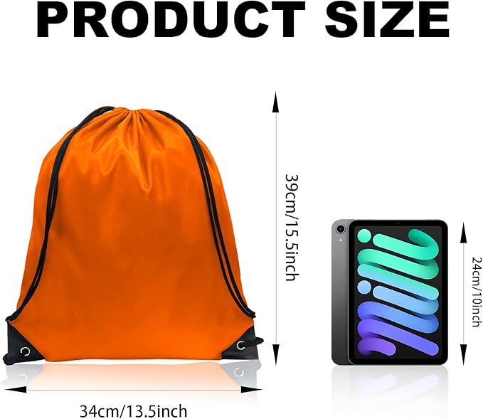 GoodtoU Drawstring Backpacks, Drawstring Bags Bulk Nylon Backpack Draw String Back Bag Cinch Sack Drawstring Gym Bag Drawstring Backpack for Sport, Traveling, Team (Orange, 48Pcs)