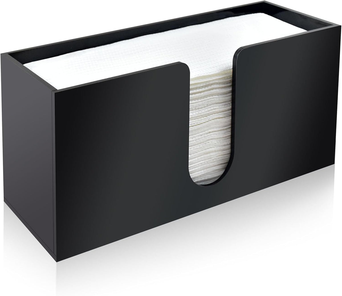 1Pack Paper Towel Holder Countertop, Black Acrylic Napkin Dispenser, Multifold Paper Towel Dispenser for Z-fold C-fold MultiFold Trifold-Bathroom Toilet Kitchen Restaurant