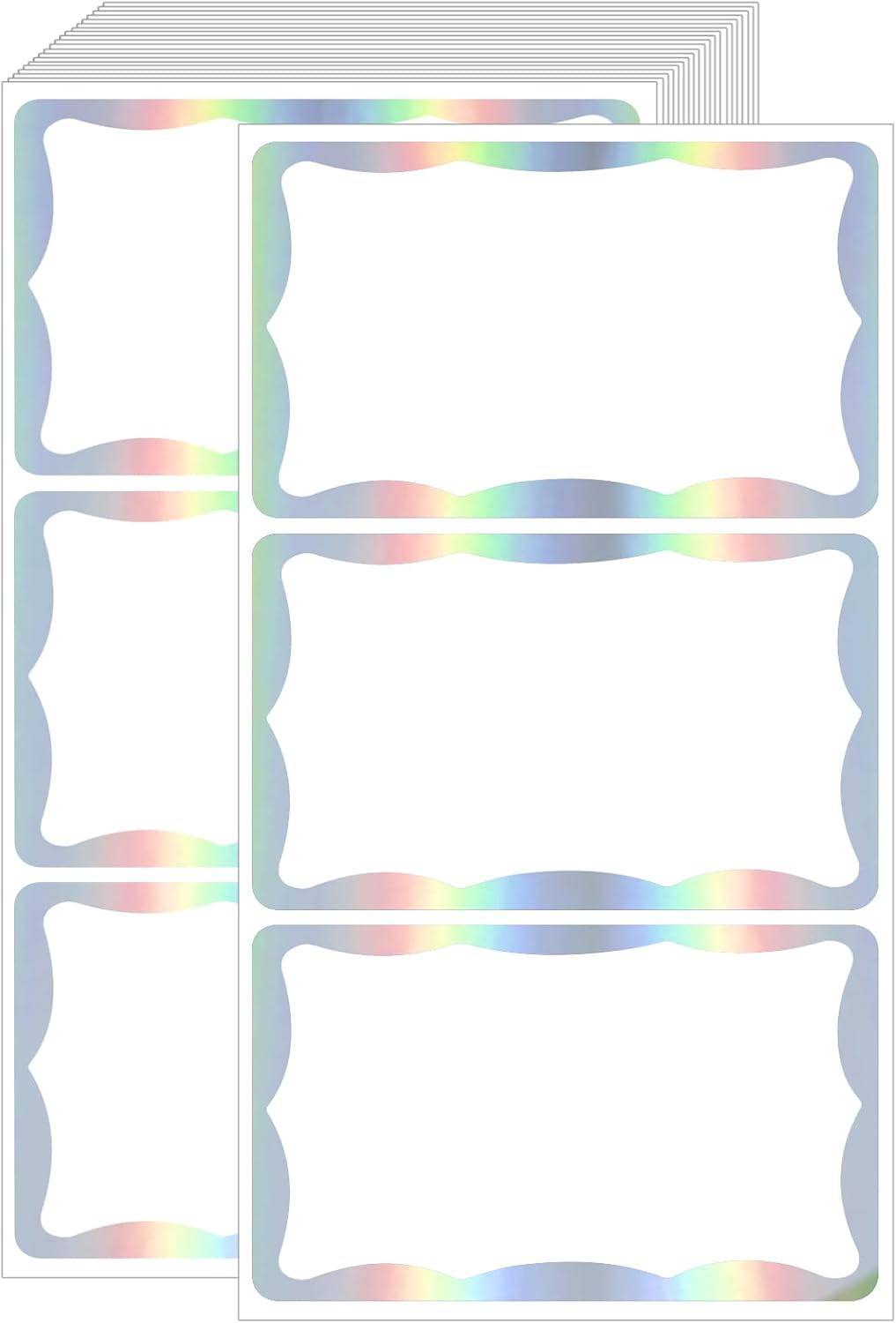 STARLIBOO Holographic Colored Labels Stickers, 3X5 Inch Removable Large Label Stickers for Moving Boxes and Storage Bins- Waterproof- Writable- Tear Resistant (Holographic Silver