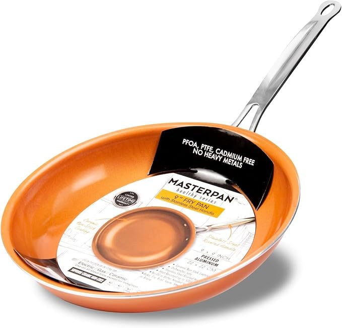 MASTERPAN Copper tone 10 and 12 inch Non-Stick Ceramic Frying Pans 2-Pack