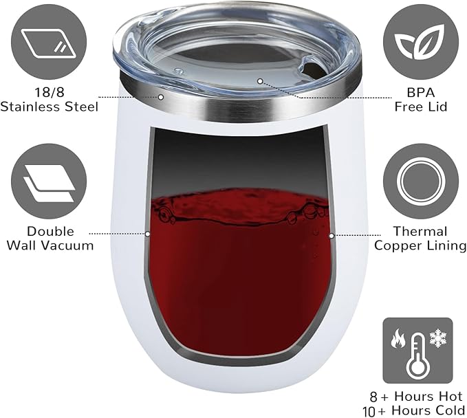 MEWAY 12oz Wine Tumbler Mix Color 12 Pack Bulk Gifts for Women, Vacuum Stainless Steel Travel Mug with Lid,Insulated Stemless Wine Cup Glass for Coffee,Cocktails,Drinks(Mix,Set of 12)