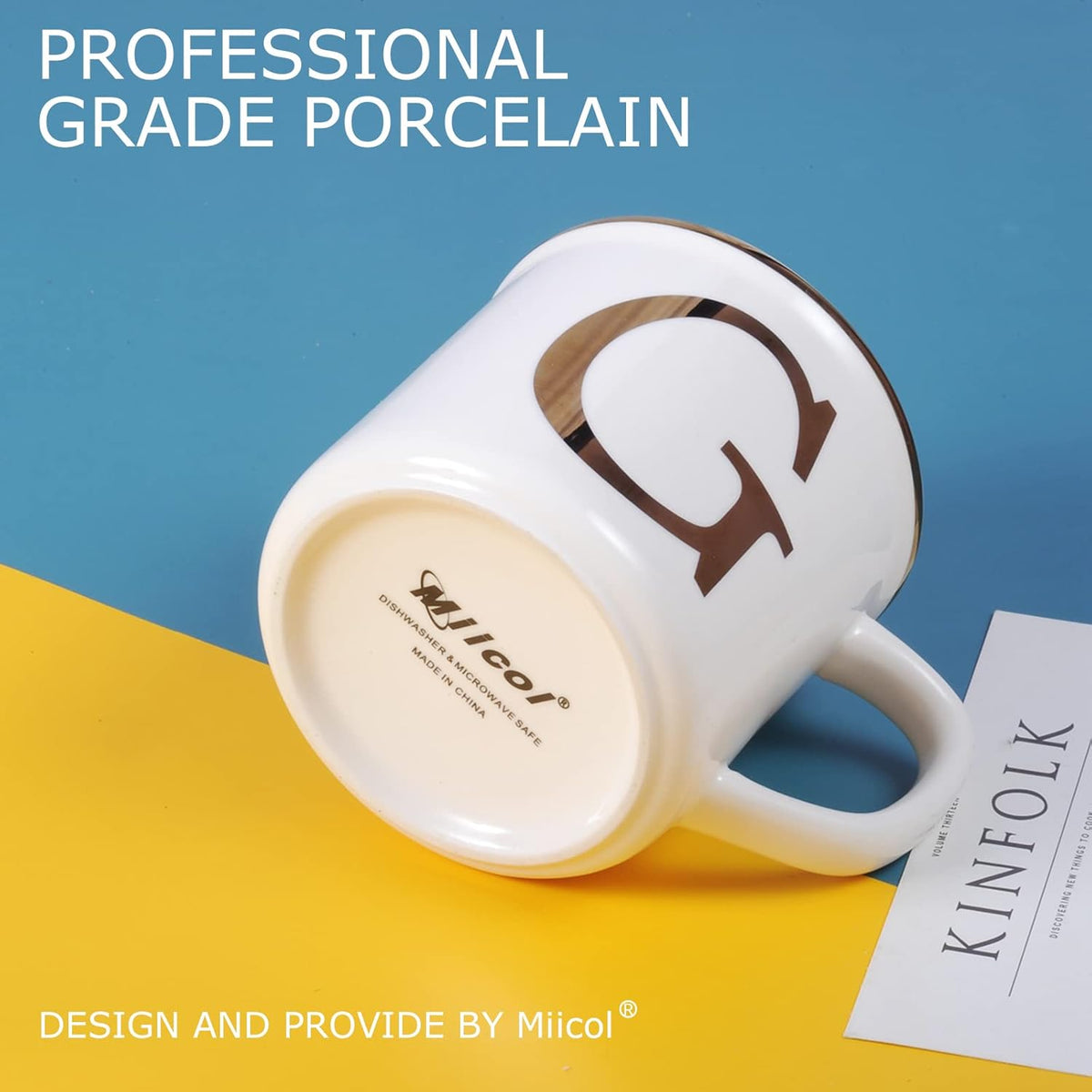 Miicol Ceramic Coffee Mug 16 oz, Monogram Coffee Cup, Golden Initial Tea Mug, Personalized Tea Cup, Unique Gift, Large Mug for Home, Office, Letter G