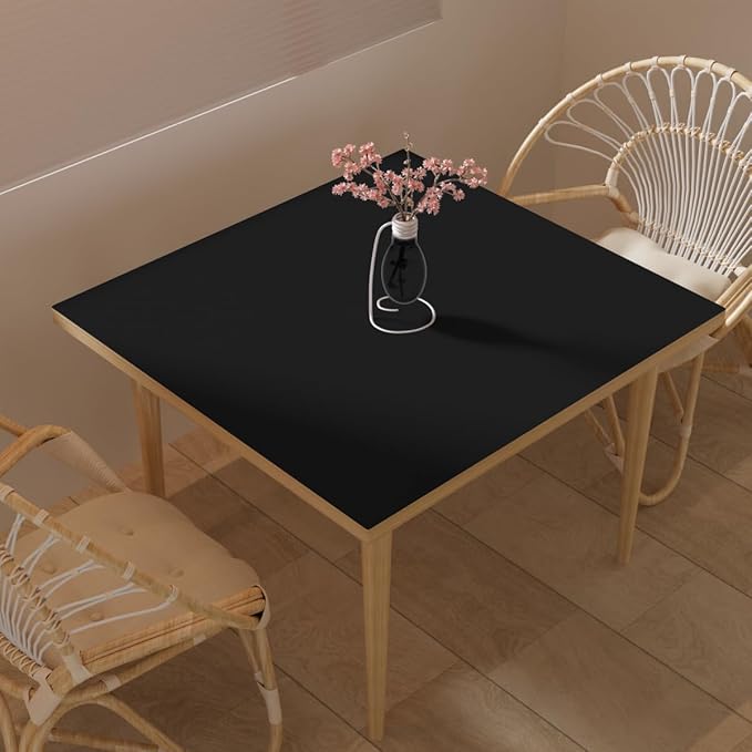 Desk Pad Mat - 48x48 Inch Waterproof Easy to Clean Can Conceal Flaws Protector The Table Top from Scratches Used for Dining (Black+Black 48x48)