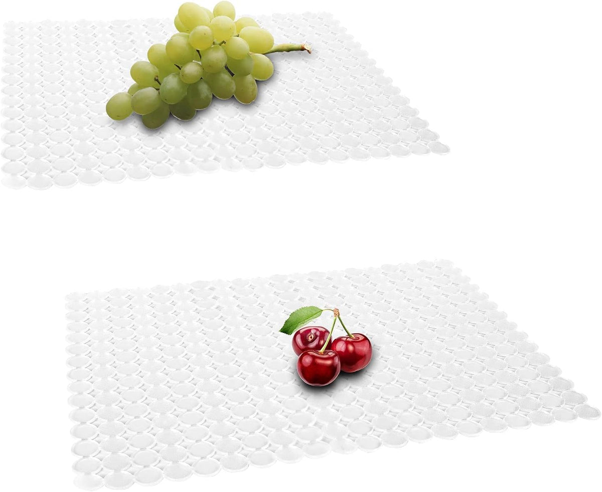 Qulable 2Pack Kitchen Sink Mat for Stainless Steel/Ceramic Sinks, PVC Eco-friendly Protectors for Bottom of Kitchen Sink, Adjustable, Fast Draining, Dots Design, 11.8x15.7 (Clear)