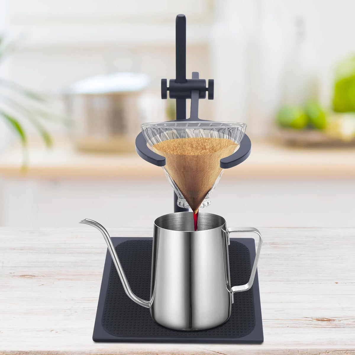 Xuthusman Coffee Dripper Holder Silicone Base Glass Funnel Stand Portable Coffee Dripper Rack Hight Adjustable for Home Kitchen