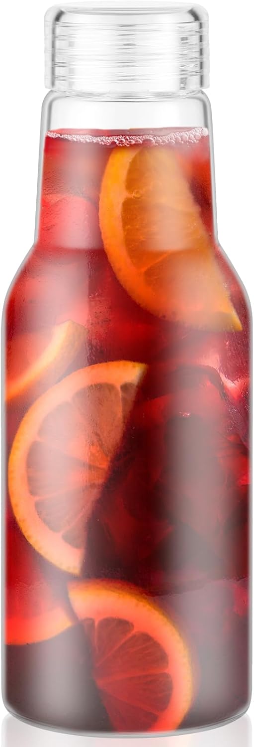 17 Oz Glass Juice Bottles with Lids, Glass Bottles, BPA Free, Borosilicate Glass for Juicing, Smoothies, Infused Water, Beverage Storage, Shaker Bottles (1 Pack)
