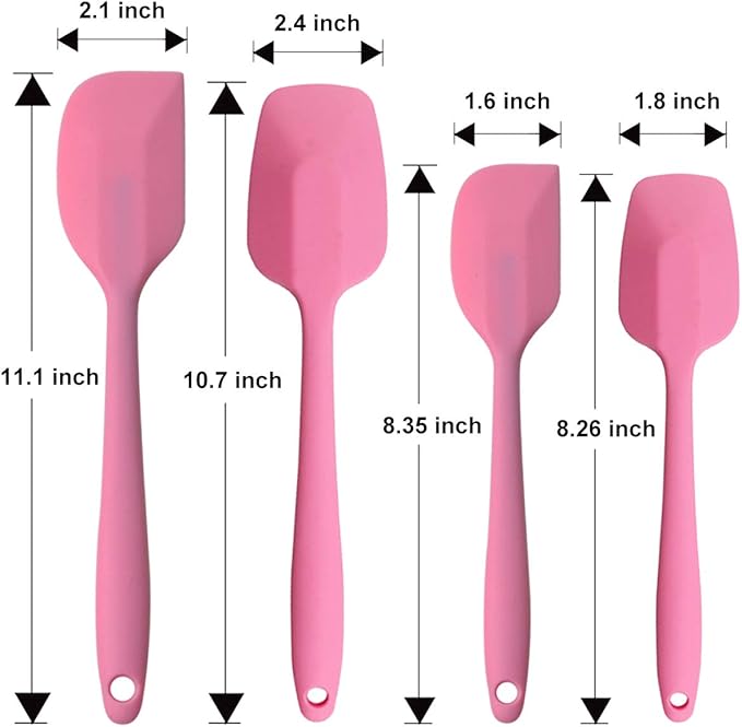 Silicone Spatulas Set, Rubber Spoon Spatula Heat Resistant Spoonula One Piece Design Seamless Spatula Non-Stick Scrapers Baking Mixing Tool (Pink)